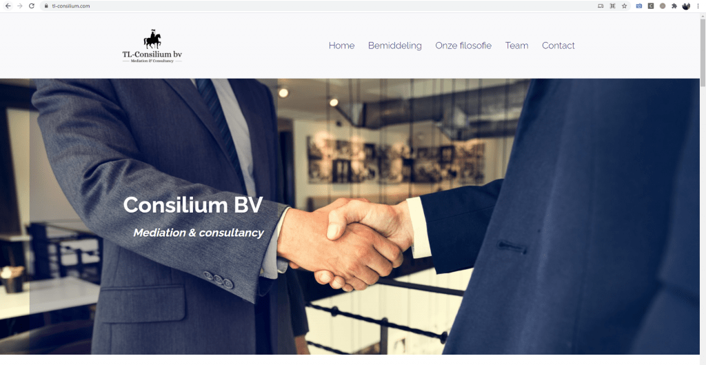 Portfolio: tl-consilium.com. Een one page website in WordPress voor een bemiddelingsbureau